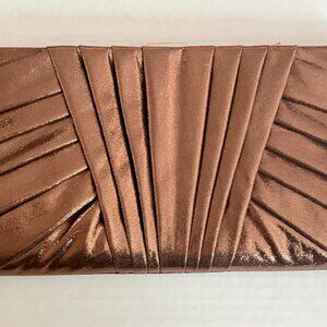 Bronze Pleated Evening Clutch (clasp closure, 2 strap options)